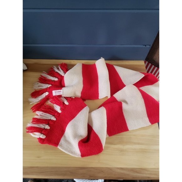 Vintage 60s/70s The Six Footer Red and Cream Scarf - Picture 2 of 3